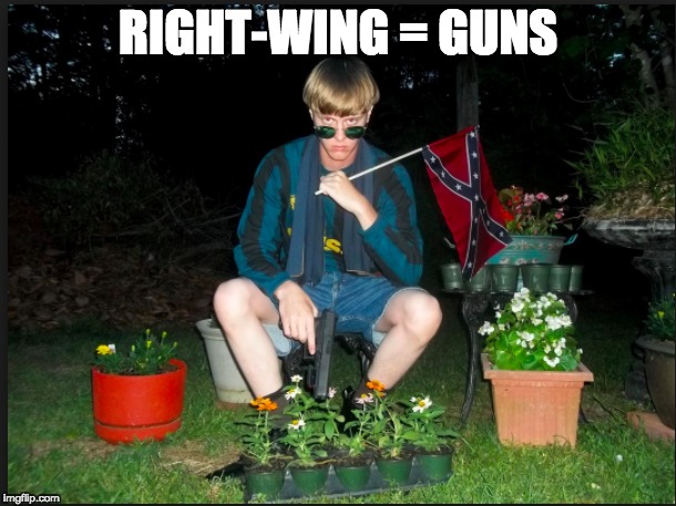 RIGHT-WING = GUNS | image tagged in memes,nra,hate crimes,gun violence,confederate flag,republicans | made w/ Imgflip meme maker