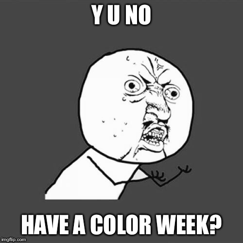 B&W week… I never know who makes the weeks. :/ | Y U NO; HAVE A COLOR WEEK? | image tagged in memes,y u no,b  w week,colors | made w/ Imgflip meme maker