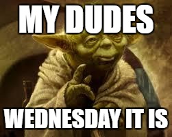 yoda | MY DUDES; WEDNESDAY IT IS | image tagged in yoda | made w/ Imgflip meme maker