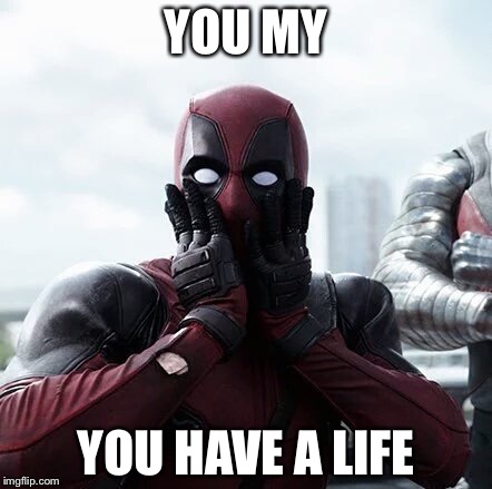 Deadpool Surprised Meme | YOU MY; YOU HAVE A LIFE | image tagged in memes,deadpool surprised | made w/ Imgflip meme maker