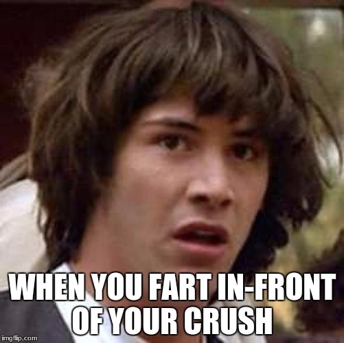Conspiracy Keanu Meme | WHEN YOU FART IN-FRONT OF YOUR CRUSH | image tagged in memes,conspiracy keanu | made w/ Imgflip meme maker