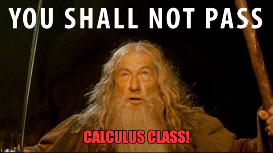 You Shall Not Pass  | CALCULUS CLASS! | image tagged in you shall not pass | made w/ Imgflip meme maker