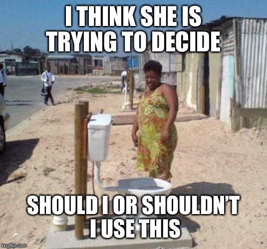 I THINK SHE IS TRYING TO DECIDE SHOULD I OR SHOULDN’T I USE THIS | made w/ Imgflip meme maker