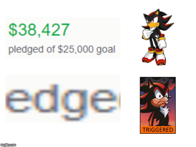 The edge is real | image tagged in shadow the hedgehog,triggered,edge | made w/ Imgflip meme maker