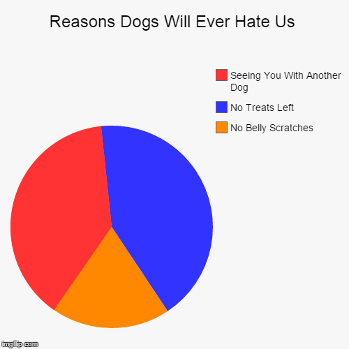Reason Dogs Ever Hate Us | image tagged in memes,funny,dogs,dog memes,pie charts,haters | made w/ Imgflip chart maker