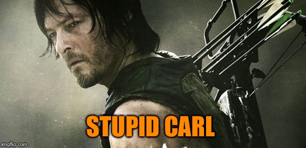 Daryl Walking Dead | STUPID CARL | image tagged in daryl walking dead | made w/ Imgflip meme maker