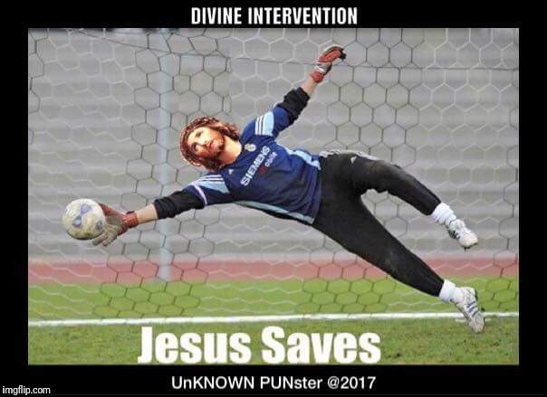 Devine intervention.

Also credit to unKNOWN PUNster on facebook. | image tagged in fifa,soccer,jesus | made w/ Imgflip meme maker