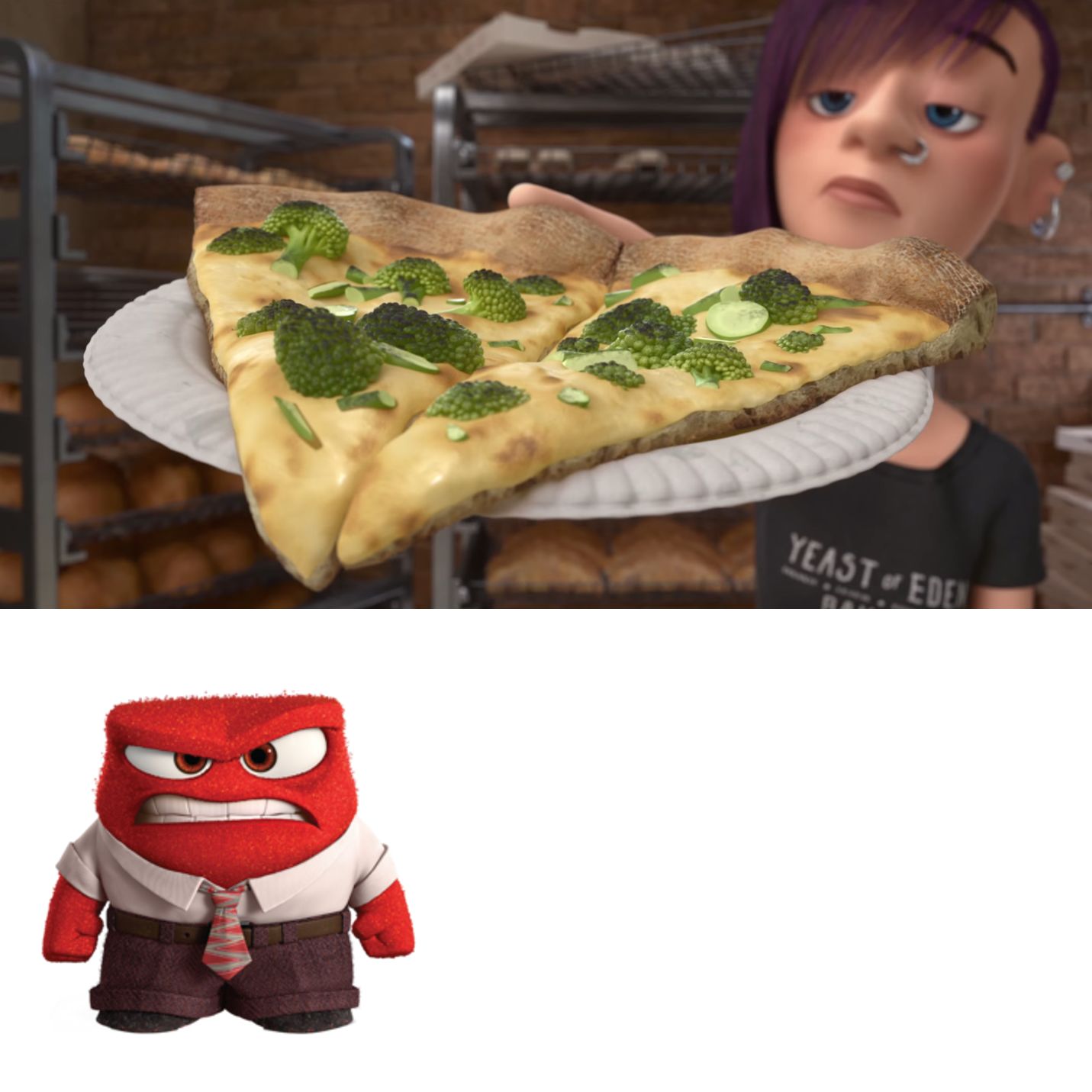 congratulations you ruined inside out broccoli pizza anger Blank Meme Template