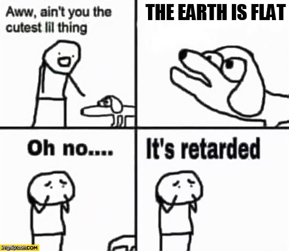 Oh no it's retarded! | THE EARTH IS FLAT | image tagged in oh no it's retarded | made w/ Imgflip meme maker