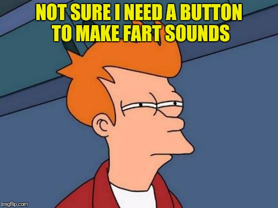 Futurama Fry Meme | NOT SURE I NEED A BUTTON TO MAKE FART SOUNDS | image tagged in memes,futurama fry | made w/ Imgflip meme maker