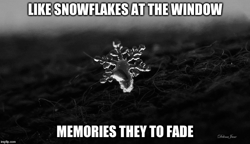 LIKE SNOWFLAKES AT THE WINDOW MEMORIES THEY TO FADE | made w/ Imgflip meme maker