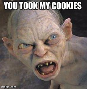 Gollum | YOU TOOK MY COOKIES | image tagged in gollum | made w/ Imgflip meme maker
