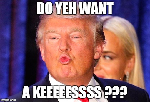 Donald Trump kiss face | DO YEH WANT; A KEEEEESSSS ??? | image tagged in donald trump kiss face | made w/ Imgflip meme maker