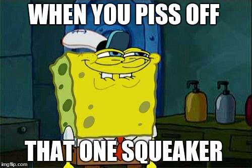 Don't You Squidward | WHEN YOU PISS OFF; THAT ONE SQUEAKER | image tagged in memes,dont you squidward | made w/ Imgflip meme maker
