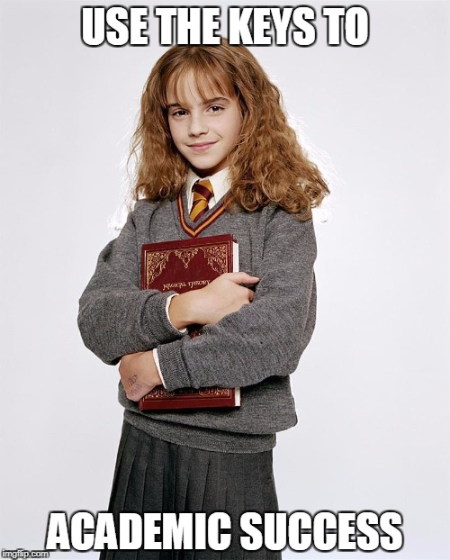 Hermione | USE THE KEYS TO; ACADEMIC SUCCESS | image tagged in hermione | made w/ Imgflip meme maker