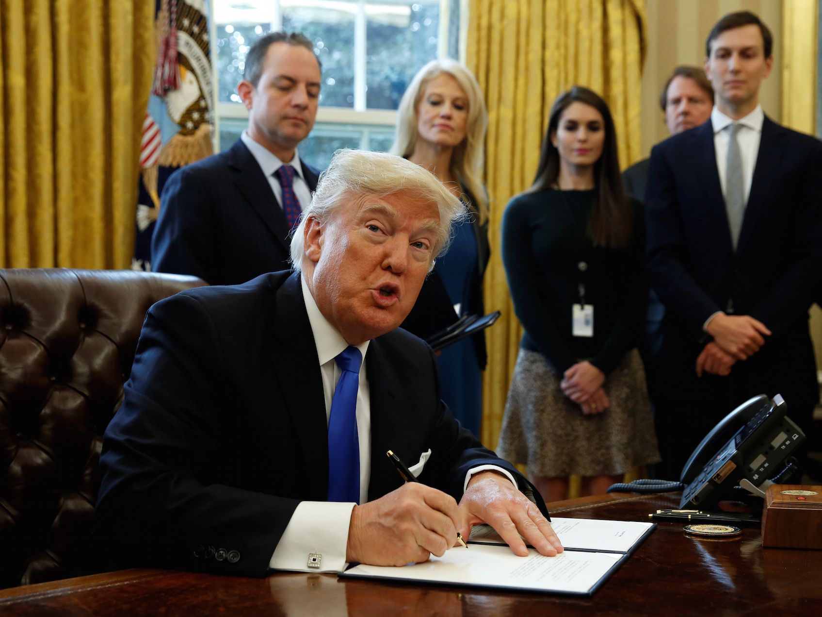 Trump signing document Blank Meme Template