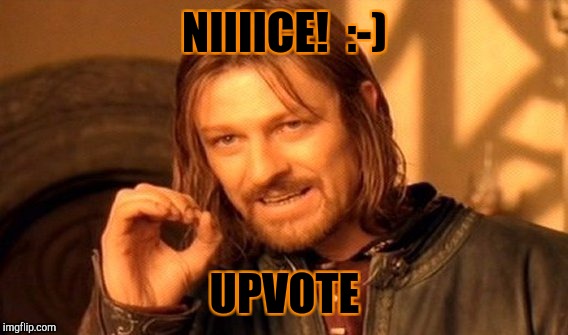 One Does Not Simply Meme | NIIIICE!  :-) UPVOTE | image tagged in memes,one does not simply | made w/ Imgflip meme maker