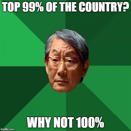 High Expectations Asian Father Meme | TOP 99% OF THE COUNTRY? WHY NOT 100% | image tagged in memes,high expectations asian father | made w/ Imgflip meme maker