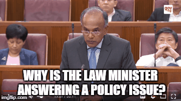Shamemugam | WHY IS THE LAW MINISTER ANSWERING A POLICY ISSUE? | image tagged in gifs | made w/ Imgflip images-to-gif maker