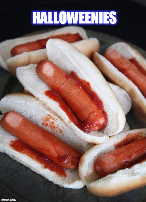 weenies  | HALLOWEENIES | image tagged in hot dogs,halloween | made w/ Imgflip meme maker