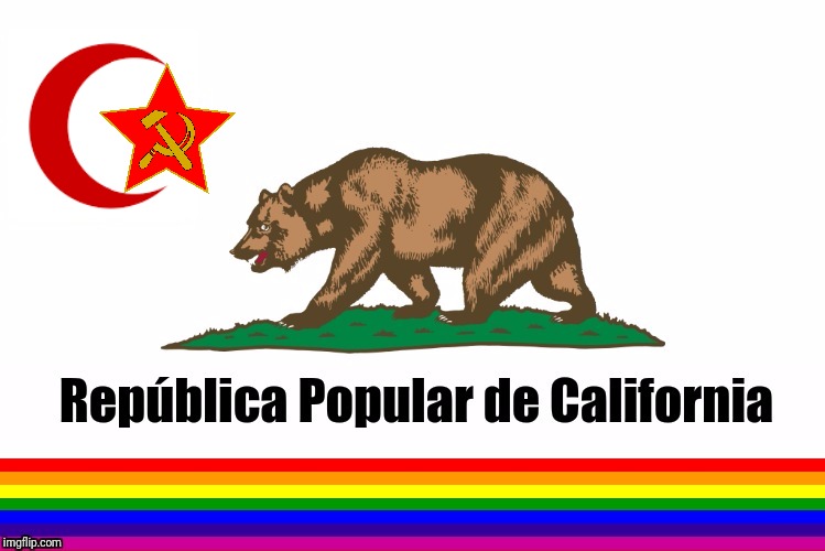 Final People's Republic of California flag, including Communism, Islam and LBGT symbol. | image tagged in california,people's republic | made w/ Imgflip meme maker