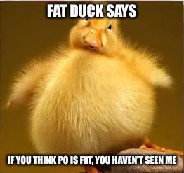 Dook | FAT DUCK SAYS; IF YOU THINK PO IS FAT, YOU HAVEN’T SEEN ME | image tagged in dook | made w/ Imgflip meme maker