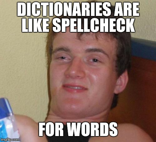 10 Guy | DICTIONARIES ARE LIKE SPELLCHECK; FOR WORDS | image tagged in memes,10 guy,spell check,funny | made w/ Imgflip meme maker