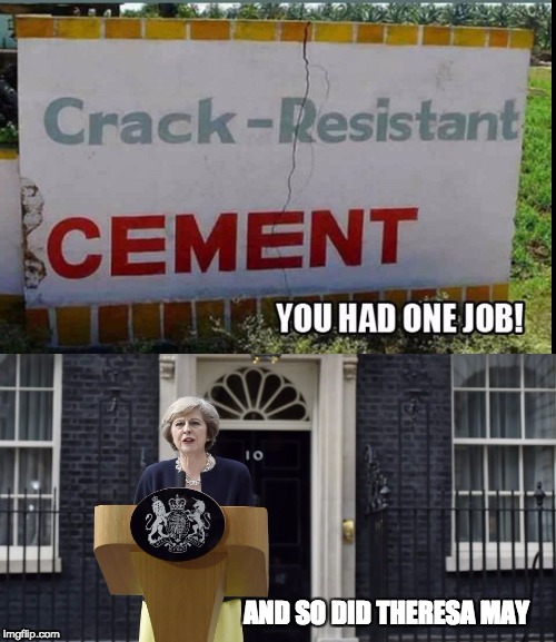 Theresa May had one job | AND SO DID THERESA MAY | image tagged in theresa may one job | made w/ Imgflip meme maker