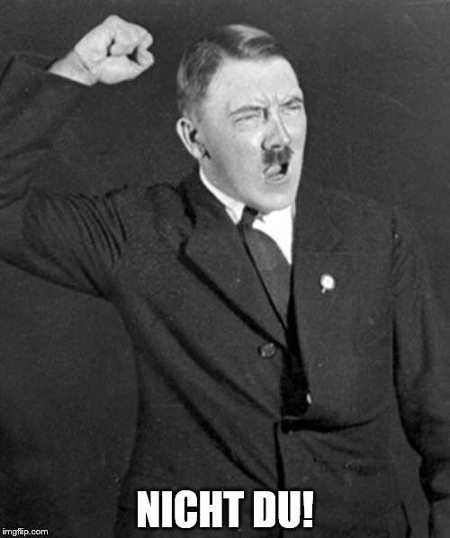 Angry Hitler | NICHT DU! | image tagged in angry hitler | made w/ Imgflip meme maker