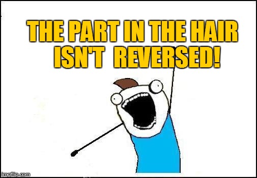 THE PART IN THE HAIR  ISN'T  REVERSED! | made w/ Imgflip meme maker