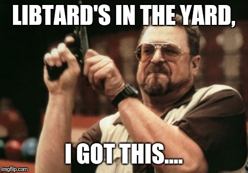 Am I The Only One Around Here | LIBTARD'S IN THE YARD, I GOT THIS.... | image tagged in memes,am i the only one around here | made w/ Imgflip meme maker