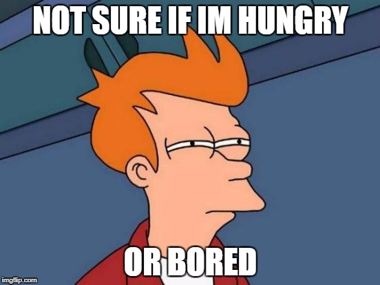 Futurama Fry Meme | NOT SURE IF IM HUNGRY; OR BORED | image tagged in memes,futurama fry | made w/ Imgflip meme maker