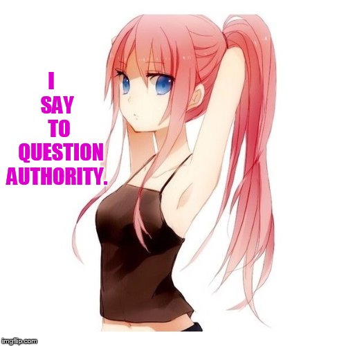 My Philosophy... | I    SAY    TO    QUESTION AUTHORITY. | image tagged in memes,hippy girl,philosophy,always,question,authority | made w/ Imgflip meme maker
