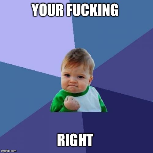 Success Kid Meme | YOUR F**KING RIGHT | image tagged in memes,success kid | made w/ Imgflip meme maker