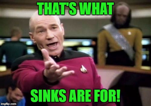 Picard Wtf Meme | THAT'S WHAT SINKS ARE FOR! | image tagged in memes,picard wtf | made w/ Imgflip meme maker