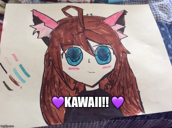 I drew this because I was bored | 💜KAWAII!! 💜 | image tagged in anime | made w/ Imgflip meme maker