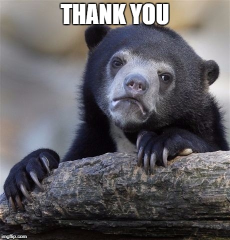 Confession Bear Meme | THANK YOU | image tagged in memes,confession bear | made w/ Imgflip meme maker