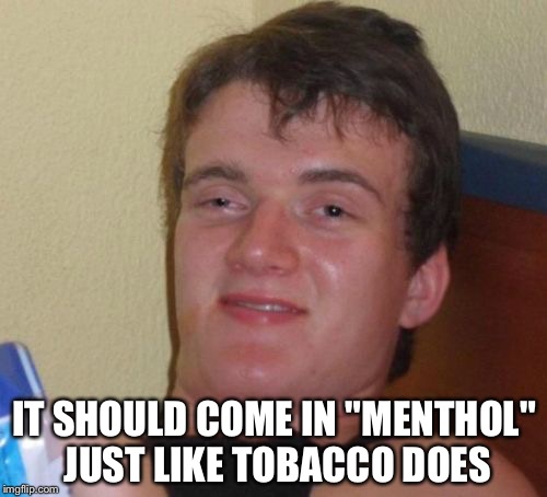 10 Guy Meme | IT SHOULD COME IN "MENTHOL" JUST LIKE TOBACCO DOES | image tagged in memes,10 guy | made w/ Imgflip meme maker