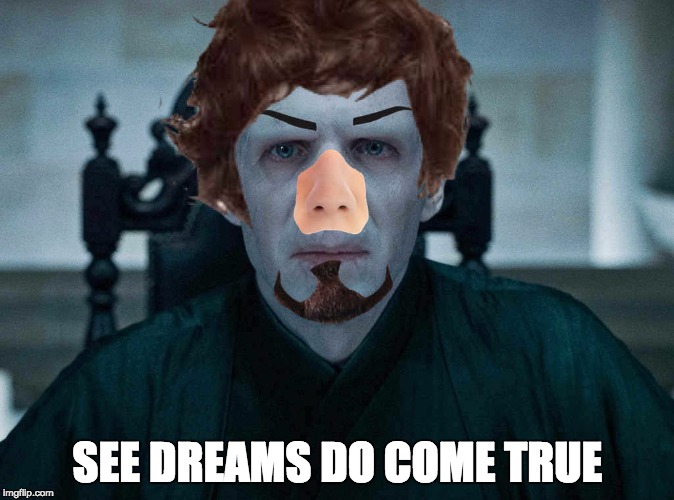 SEE DREAMS DO COME TRUE | image tagged in harry potter,lord voldemort | made w/ Imgflip meme maker