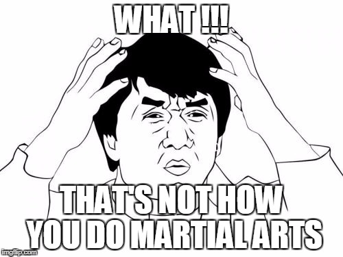 Jackie Chan WTF Meme | WHAT !!! THAT'S NOT HOW YOU DO MARTIAL ARTS | image tagged in memes,jackie chan wtf | made w/ Imgflip meme maker