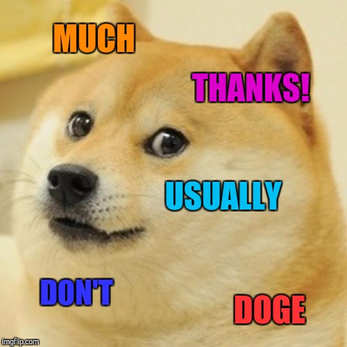 Doge Meme | MUCH THANKS! USUALLY DON'T DOGE | image tagged in memes,doge | made w/ Imgflip meme maker