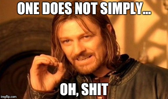 One Does Not Simply Meme | ONE DOES NOT SIMPLY… OH, SHIT | image tagged in memes,one does not simply | made w/ Imgflip meme maker
