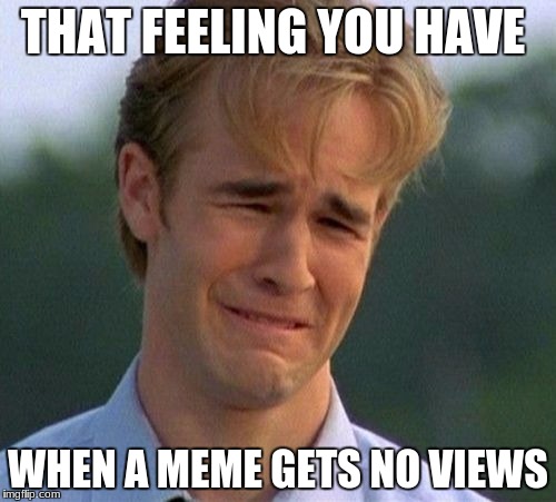 1990s First World Problems Meme | THAT FEELING YOU HAVE; WHEN A MEME GETS NO VIEWS | image tagged in memes,1990s first world problems | made w/ Imgflip meme maker