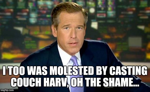 Brian Williams Was There Meme | I TOO WAS MOLESTED BY CASTING COUCH HARV, OH THE SHAME... | image tagged in memes,brian williams was there | made w/ Imgflip meme maker