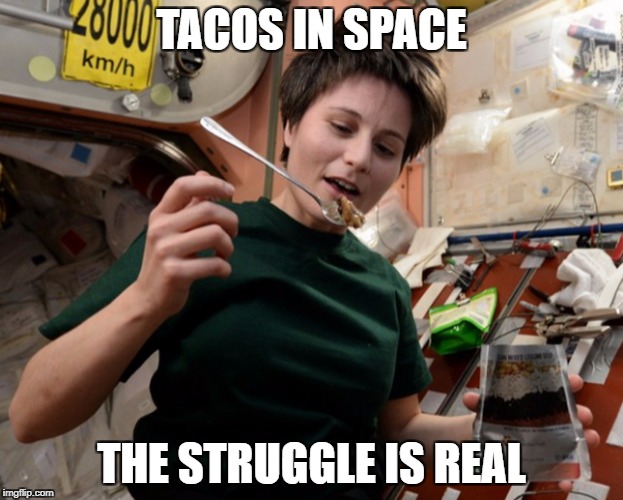 TACOS IN SPACE; THE STRUGGLE IS REAL | image tagged in tacos in space | made w/ Imgflip meme maker