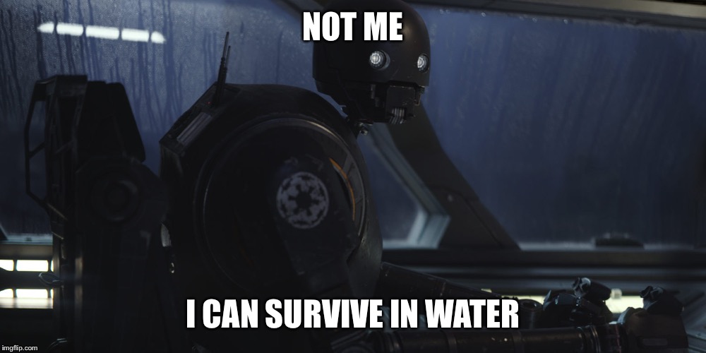 K2SO | NOT ME; I CAN SURVIVE IN WATER | image tagged in k2so | made w/ Imgflip meme maker