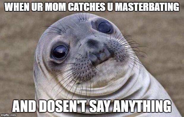 Awkward Moment Sealion Meme | WHEN UR MOM CATCHES U MASTERBATING; AND DOSEN'T SAY ANYTHING | image tagged in memes,awkward moment sealion | made w/ Imgflip meme maker