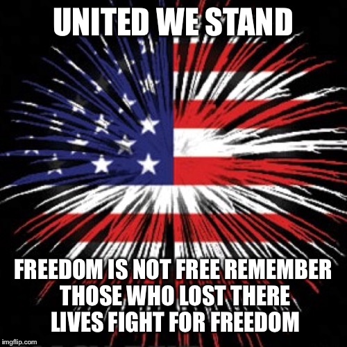 UNITED WE STAND; FREEDOM IS NOT FREE REMEMBER THOSE WHO LOST THERE LIVES FIGHT FOR FREEDOM | made w/ Imgflip meme maker