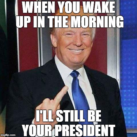 POTUS Says: | WHEN YOU WAKE UP IN THE MORNING; I'LL STILL BE YOUR PRESIDENT | image tagged in donald trump approves | made w/ Imgflip meme maker