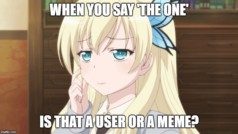 WHEN YOU SAY 'THE ONE' IS THAT A USER OR A MEME? | made w/ Imgflip meme maker